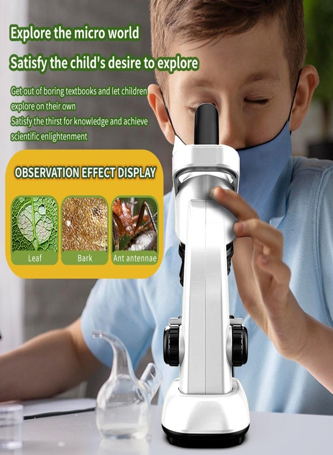 Double CC Kids Microscope,40-1600x Microscope Kit for Kids Beginners Children,STEM Kit,Prepared Slides,LED Light and Configured Various Operating Tools- Science Experiment Toy for Kids Ages 5-12 - Image 2